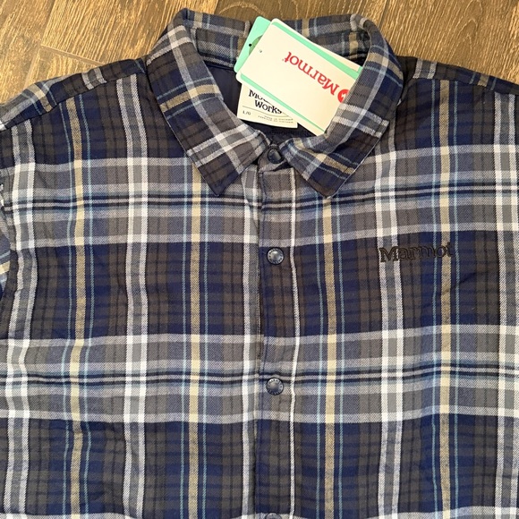 Marmot Men's Lanigan Arctic Navy Plaid Flannel Chore Coat—L - Picture 7 of 12
